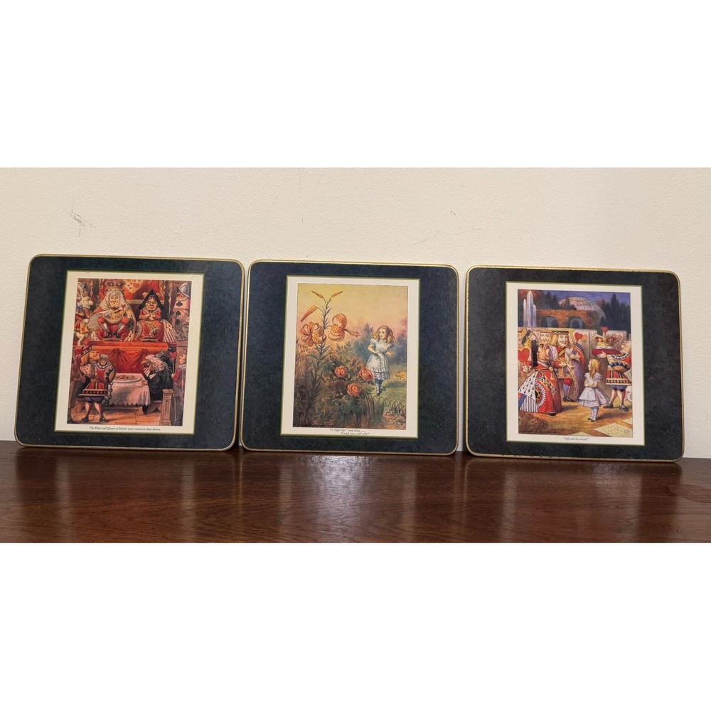 Vintage Alice‎ in Wonderland Placement Set 3 Cloverleaf MacMillan 1993  8.5x7.5"